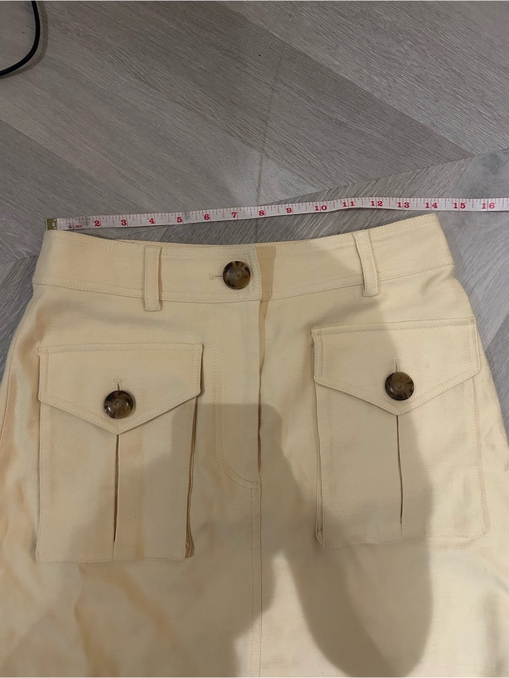 Sézane Gillyne Skirt Cream/Ecru Utility Mini Button Pocket French Sustainable - Picture 6 of 8